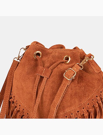 Sac seau en suède avec franges