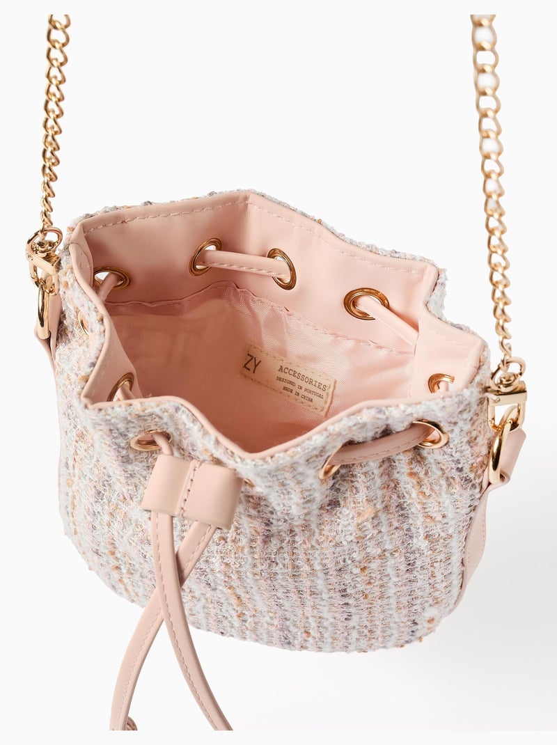 Sac seau en tweed Rose clair - Kiabi