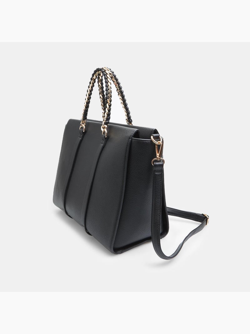 Sac shopper avec poignée à chaîne tressée Noir - Kiabi