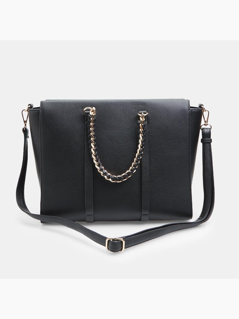 Sac shopper avec poignée à chaîne tressée Noir - Kiabi