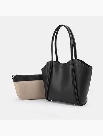 Sac shopper en cuir avec deux bretelles BATA
