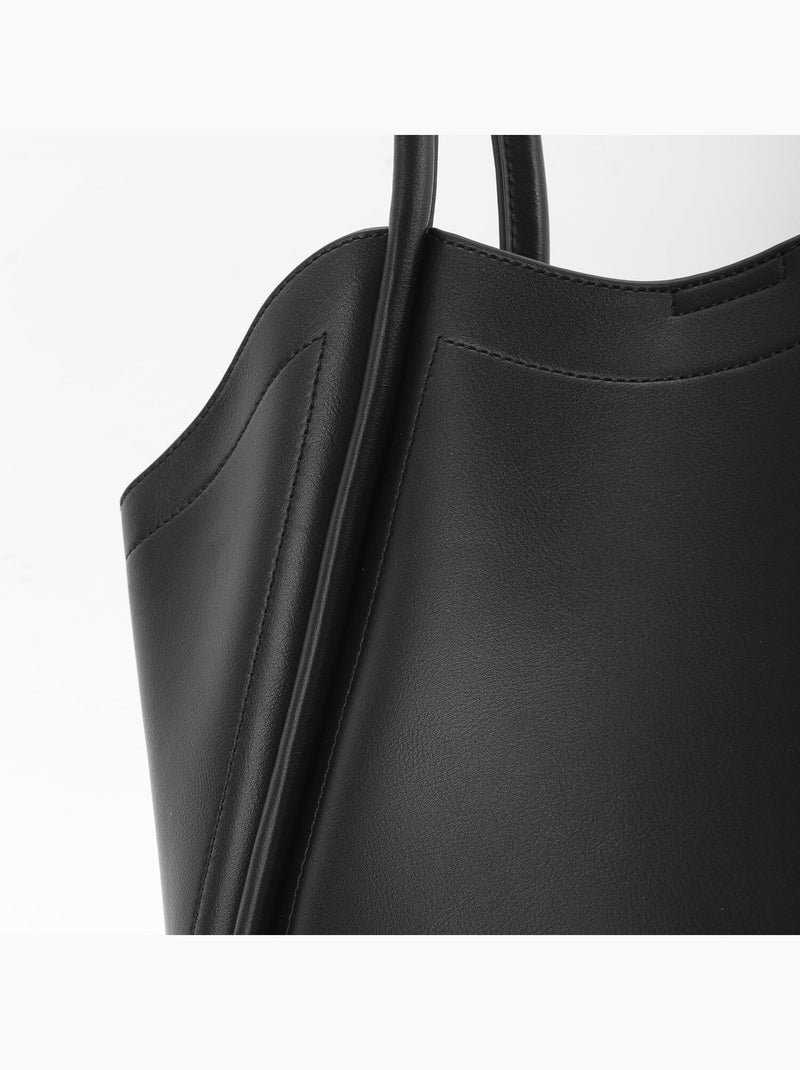 Sac shopper en cuir avec deux bretelles BATA Noir - Kiabi