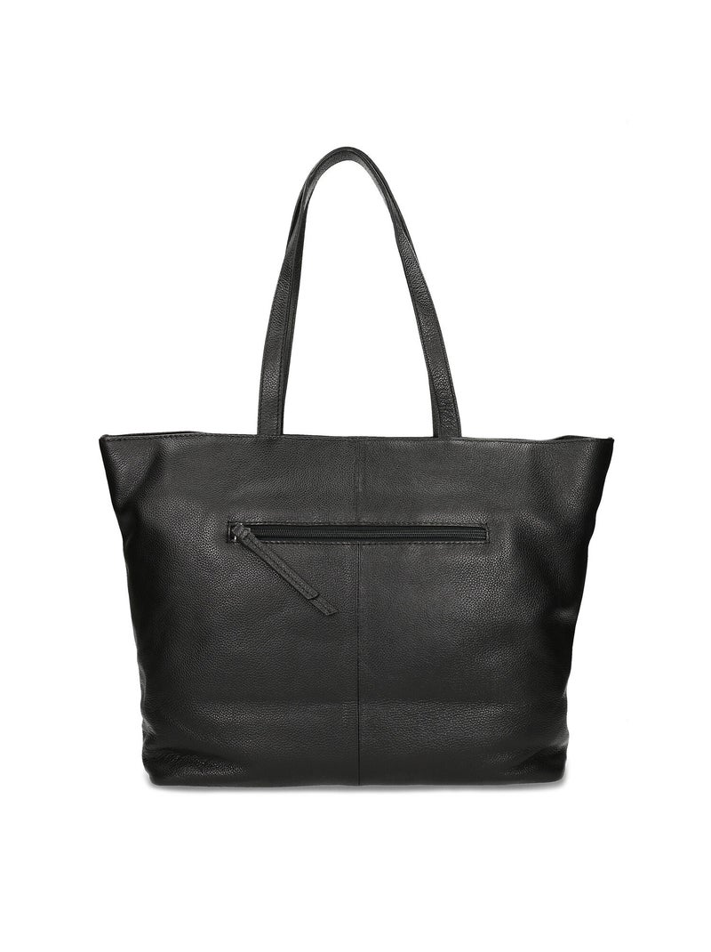 Sac shopper en cuir Noir - Kiabi
