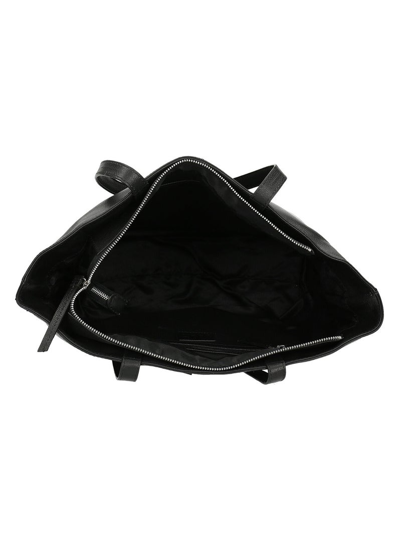 Sac shopper en cuir Noir - Kiabi