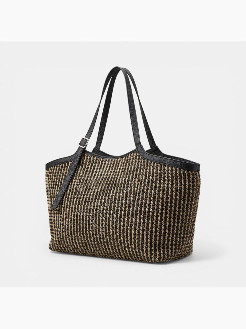 Sac shopper en raphia Bata Beige - Kiabi