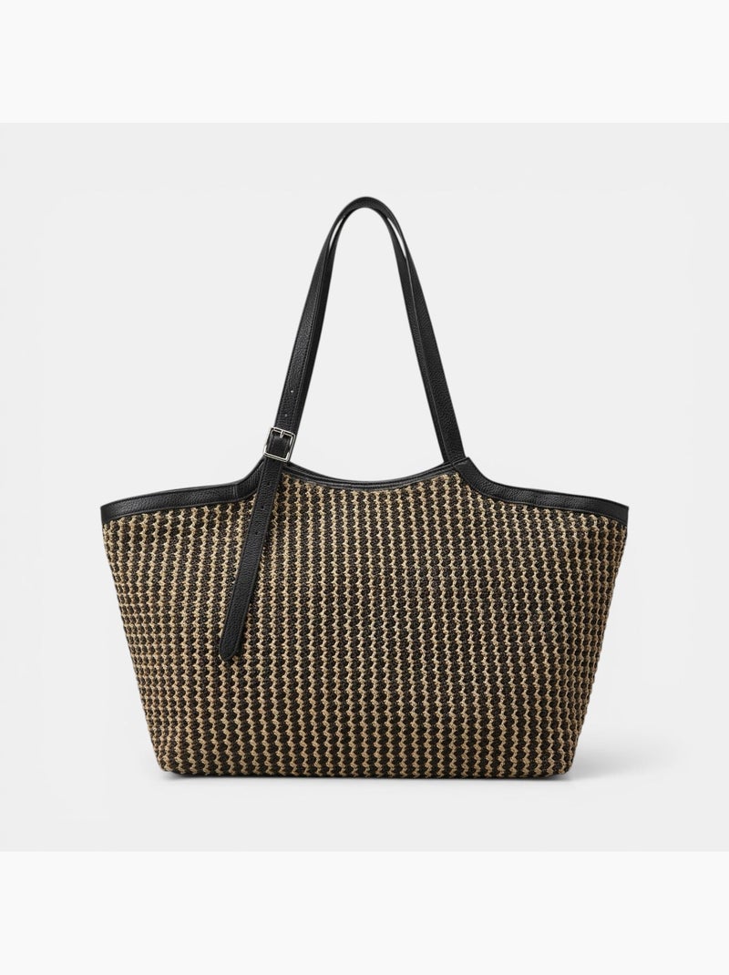 Sac shopper en raphia Bata Beige - Kiabi