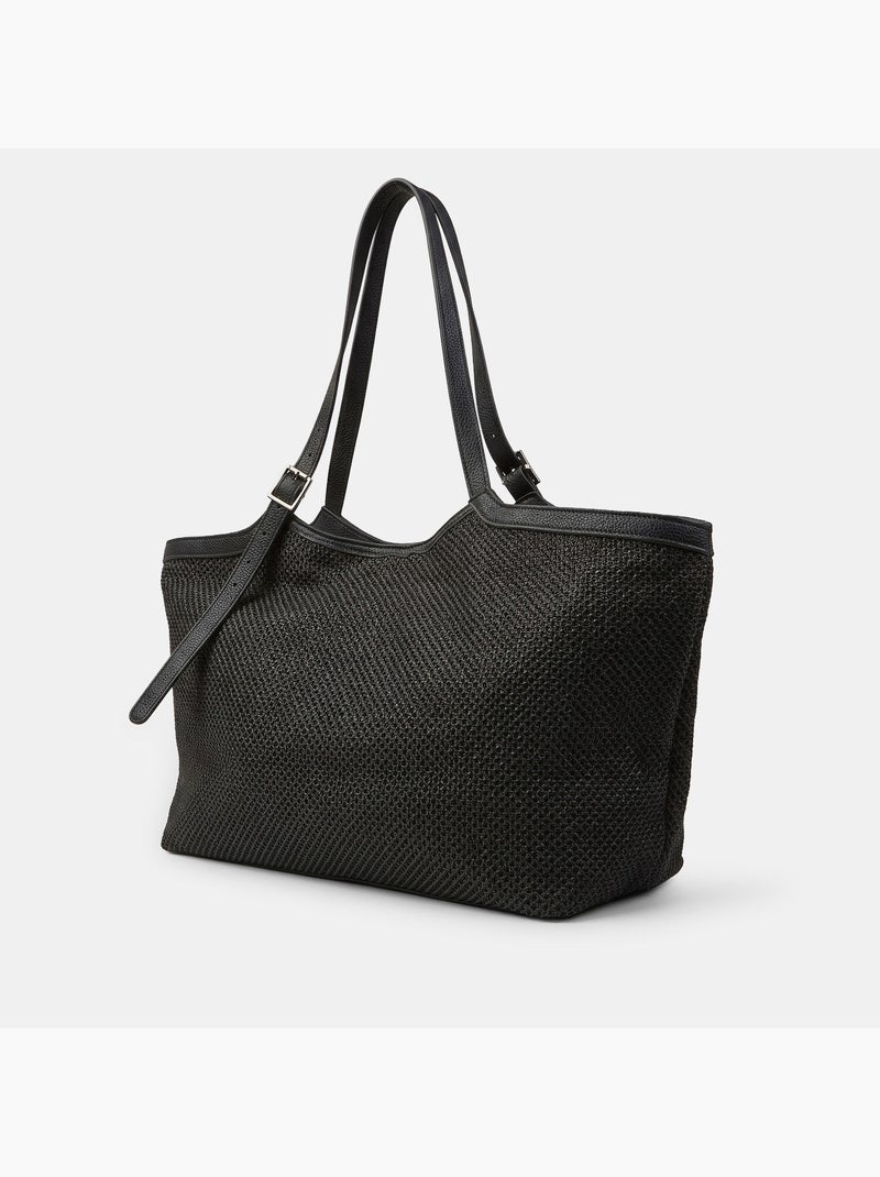 Sac shopper en raphia Bata Noir - Kiabi