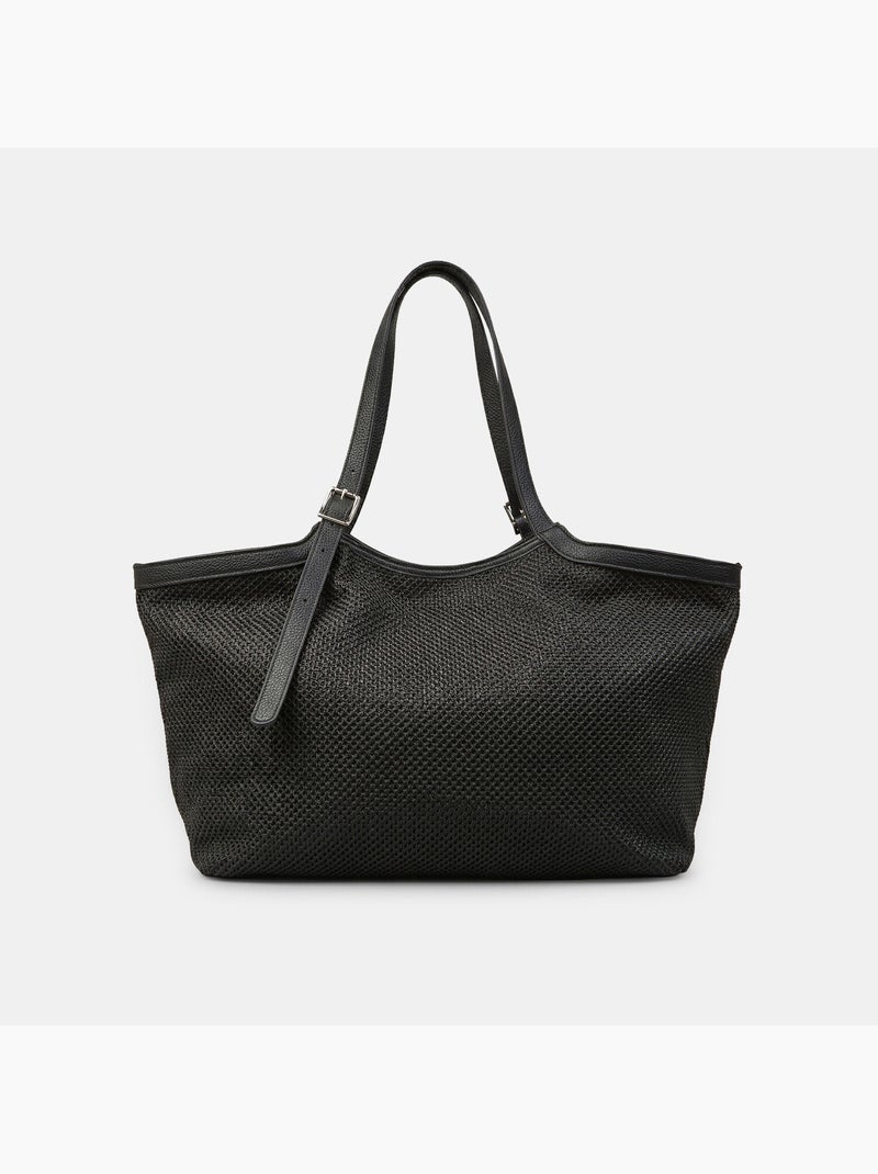 Sac shopper en raphia Bata Noir - Kiabi