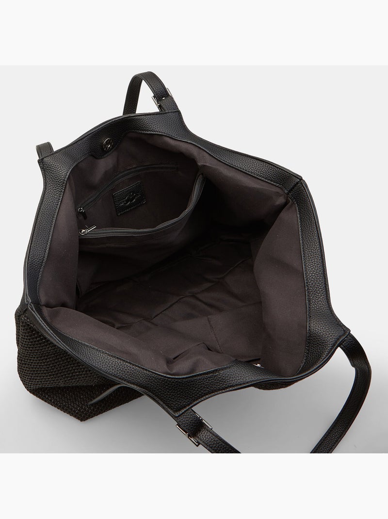 Sac shopper en raphia Bata Noir - Kiabi