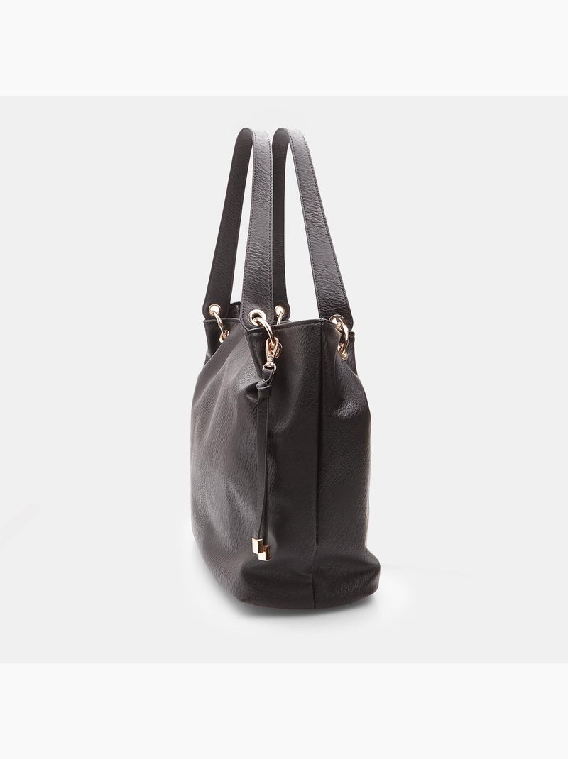 Sac shopper modèle hobo en simili cuir Noir - Kiabi