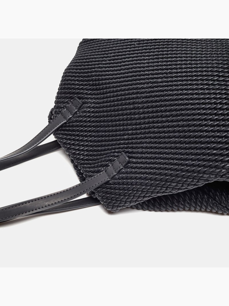 Sac shopping avec texture Bata Noir - Kiabi