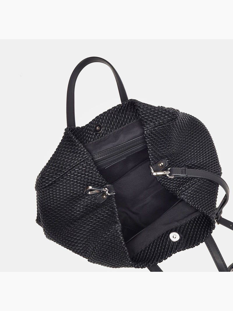 Sac shopping avec texture Bata Noir - Kiabi