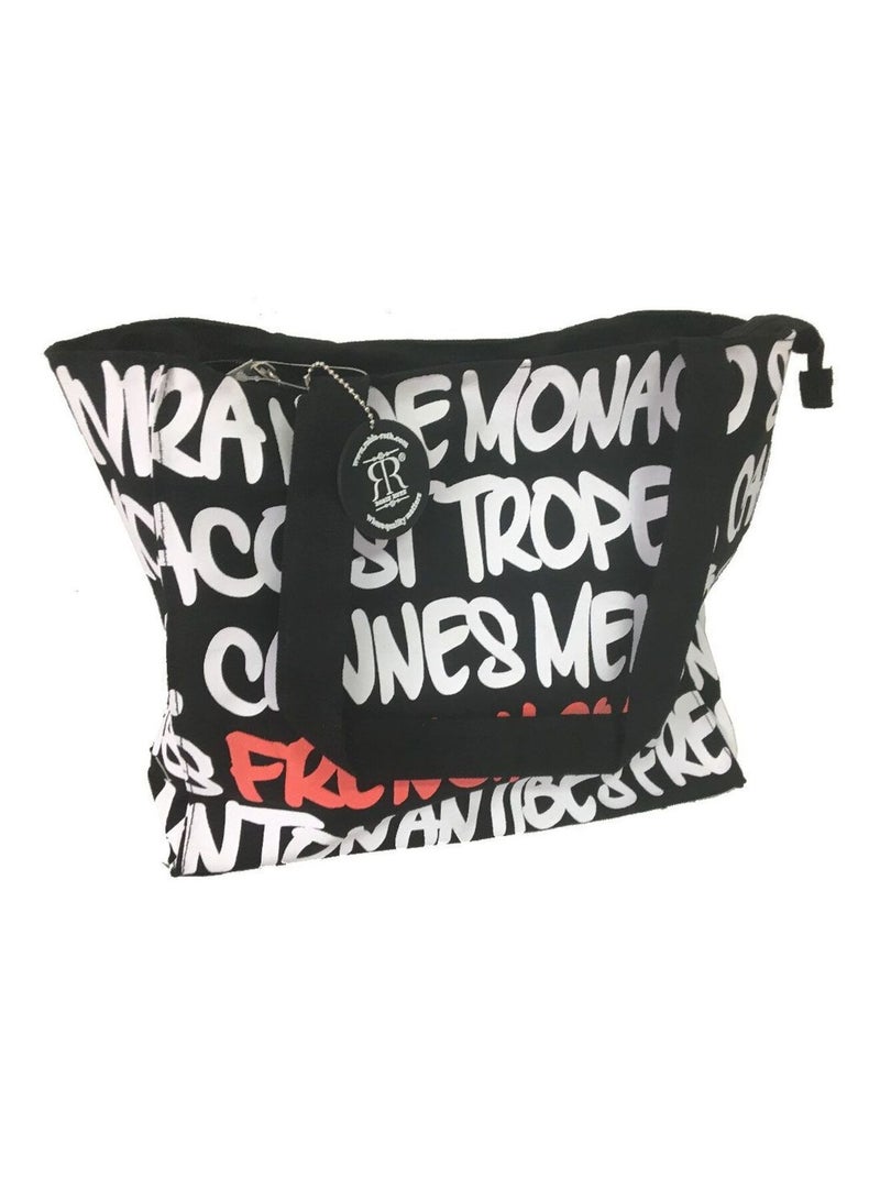 Sac shopping Noir en coton French Riviera Noir - Kiabi