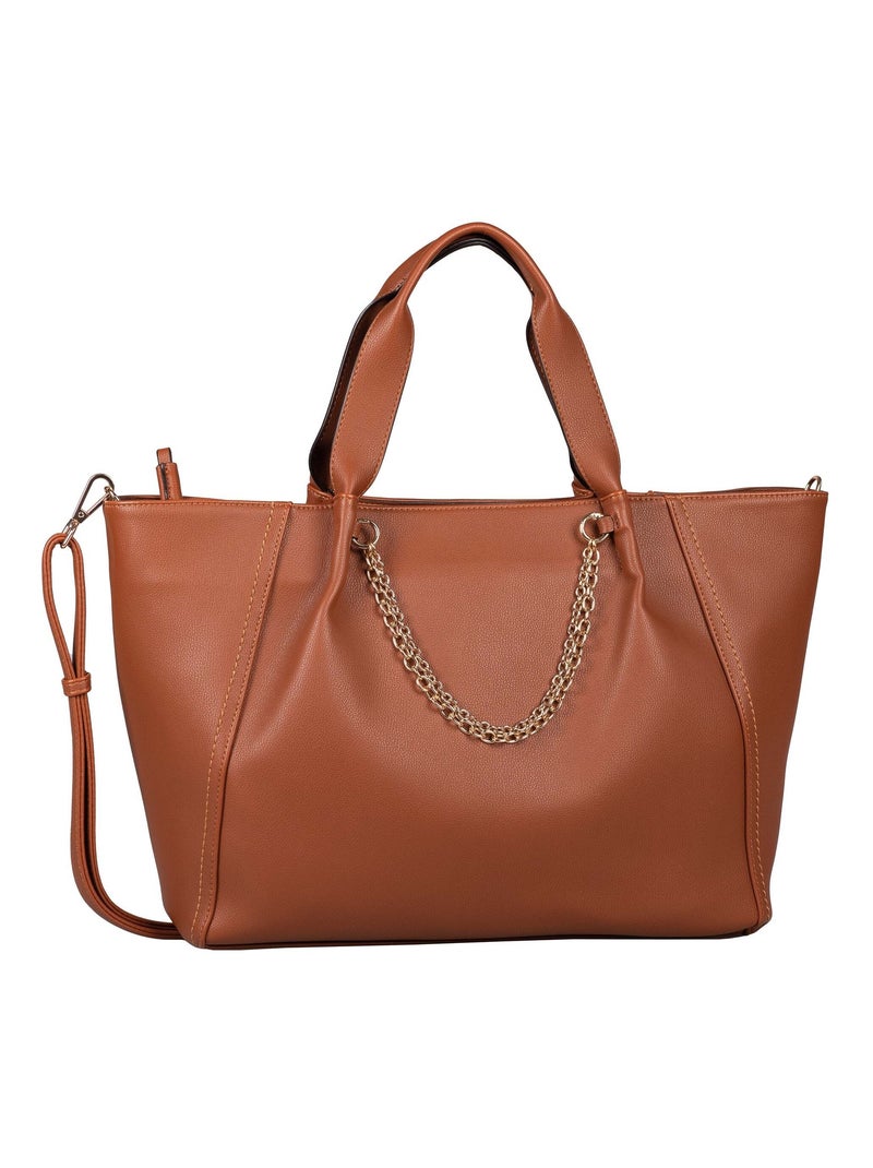 sac shopping zippé M JILIAN Marron - Kiabi
