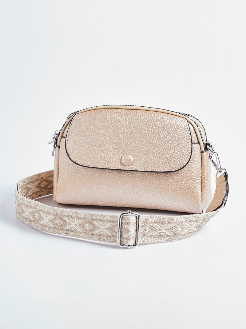 Sac simili cuir grainé et bandoulière Doré/or - Kiabi