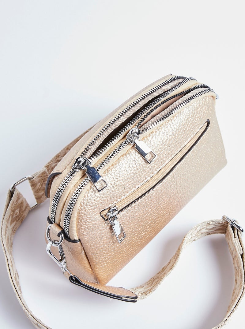 Sac simili cuir grainé et bandoulière Doré/or - Kiabi