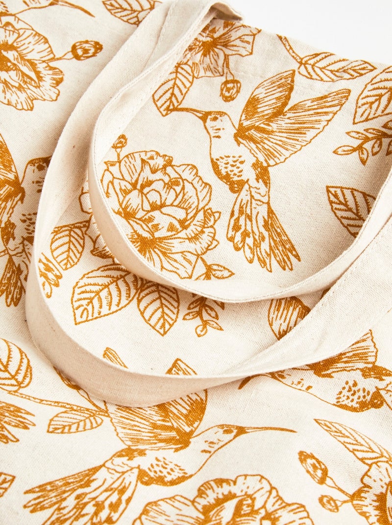 Sac totebag tissu imprimé Ecru - Kiabi