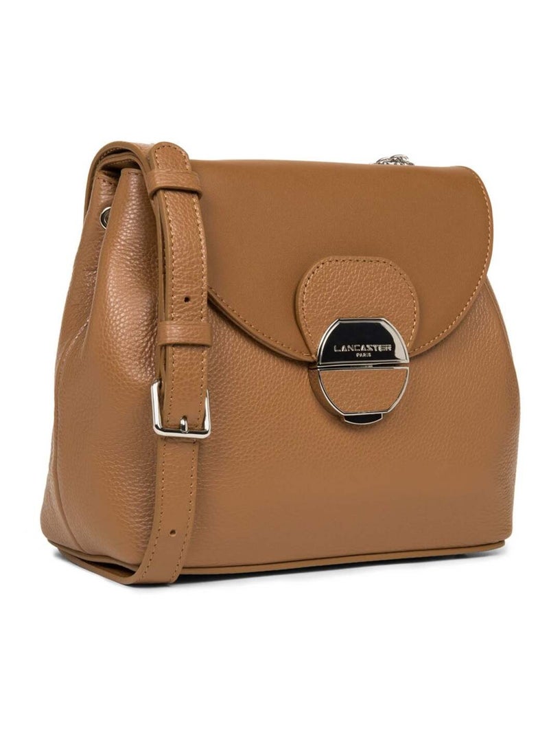 Sac trotteur A rabat avec fermoir Pia Lancaster Marron - Kiabi