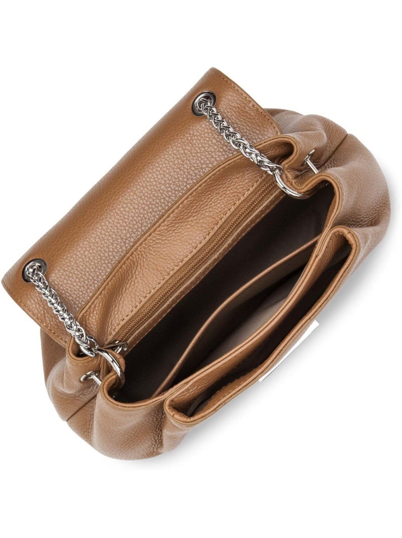 Sac trotteur A rabat avec fermoir Pia Lancaster Marron - Kiabi