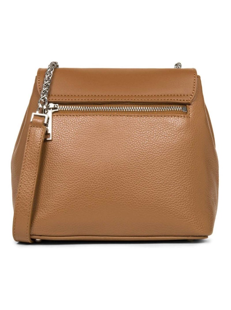 Sac trotteur A rabat avec fermoir Pia Lancaster Marron - Kiabi