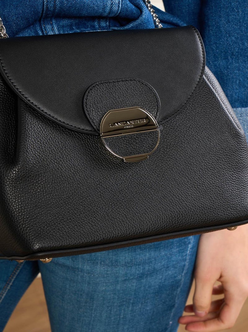 Sac trotteur A rabat avec fermoir Pia Lancaster Noir - Kiabi