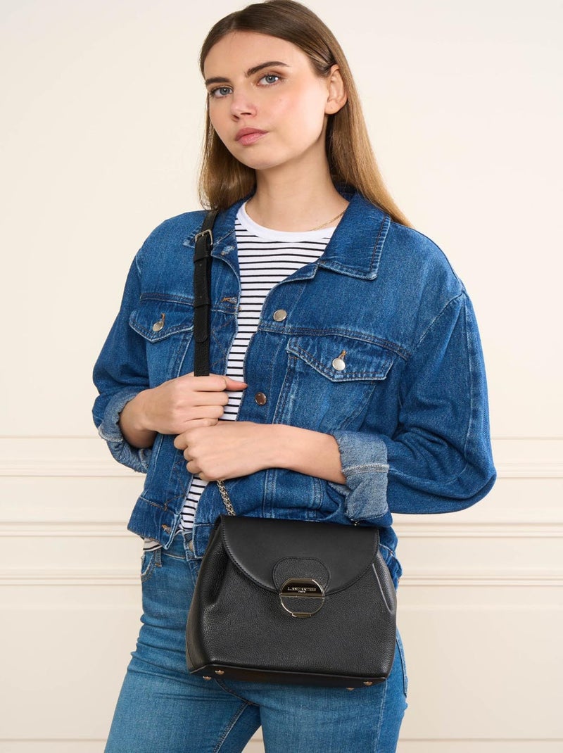 Sac trotteur A rabat avec fermoir Pia Lancaster Noir - Kiabi