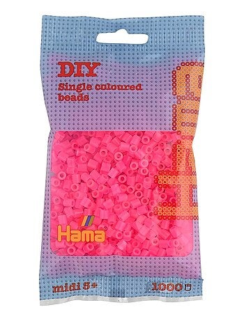 Sachet 1000 perles plastique midi fuschia