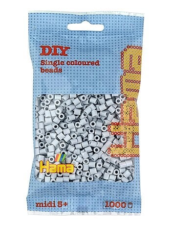 Sachet 1000 perles plastique midi gris clair