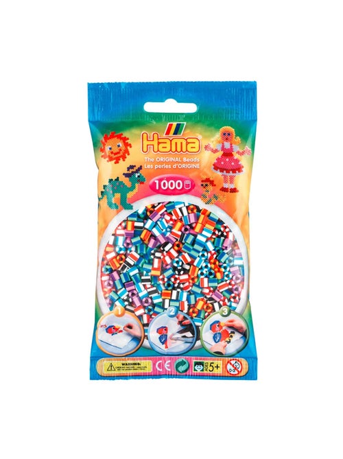 Sachet 1000 perles plastique Midi mix bicolores - Kiabi