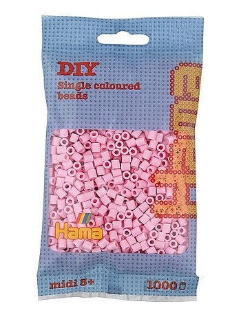 Sachet 1000 perles plastique midi mix rose tendre