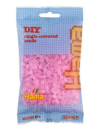 Sachet 1000 perles plastique midi rose transparent