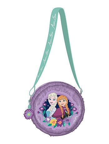 Sacoche - Sac à Bandoulière Rond - Elsa Et Anna - La Reine Des Neiges - 16x16x3 cm