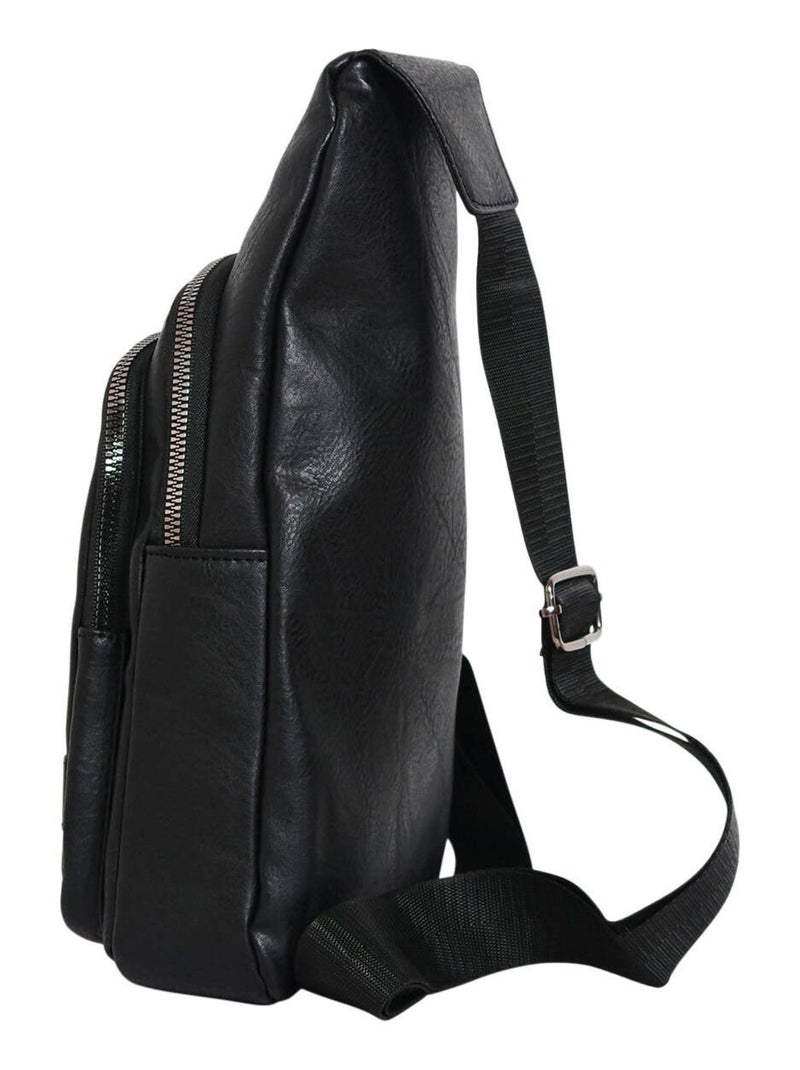 Sacoche banane cuir ANTIGONE Noir - Kiabi