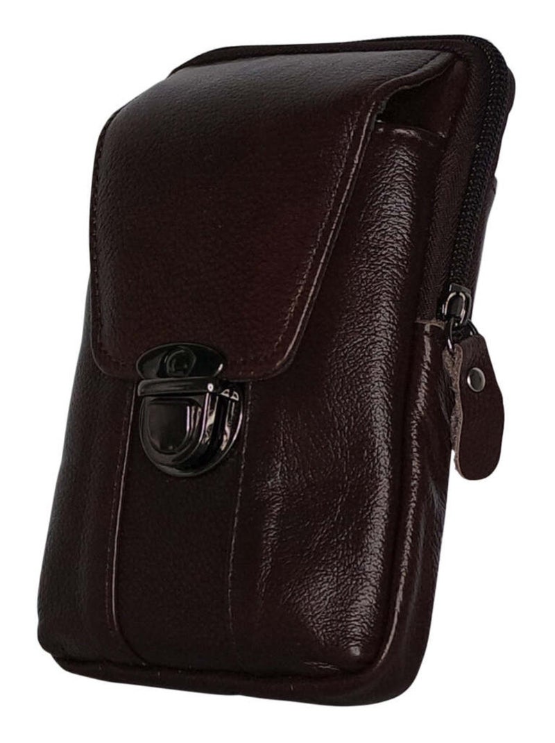 Sacoche ceinture cuir Marron tabac - Kiabi