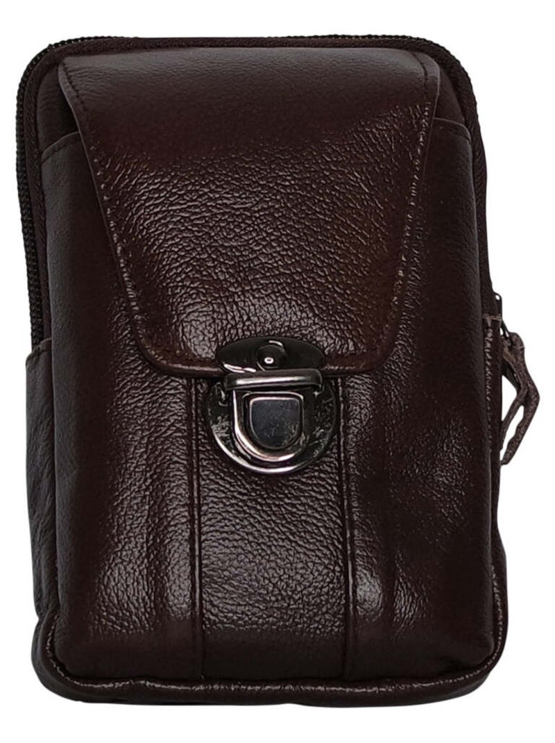 Sacoche ceinture cuir Marron tabac - Kiabi