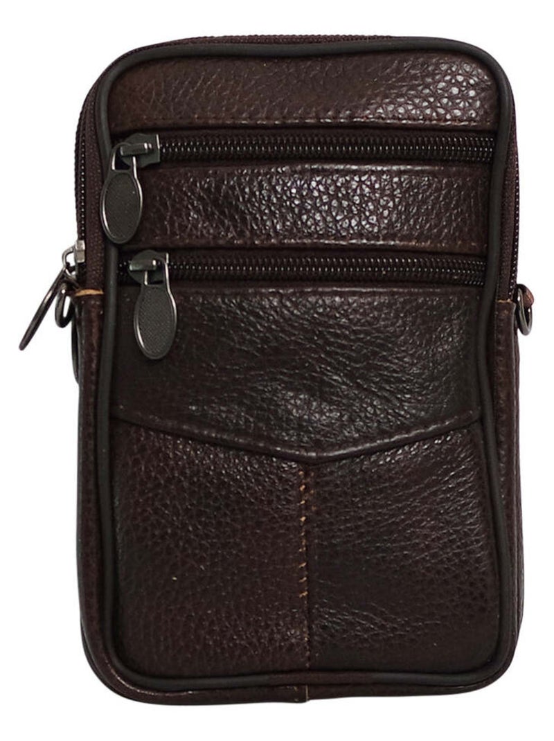 Sacoche ceinture cuir WESTERN Marron foncé - Kiabi