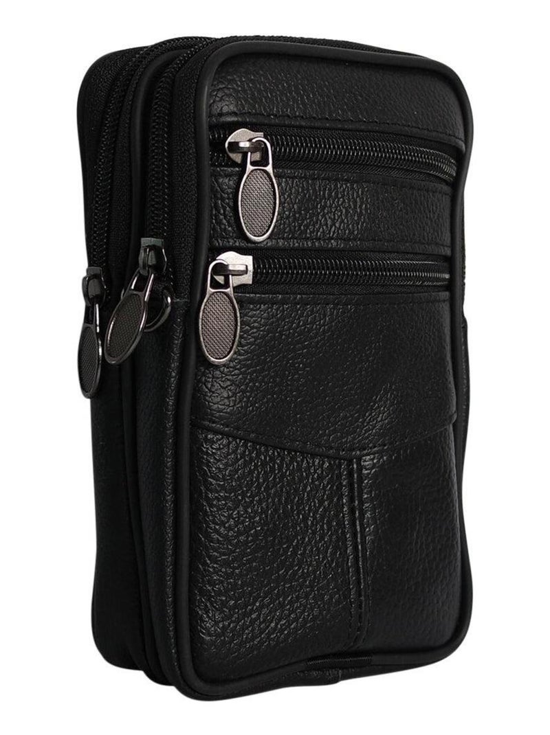 Sacoche ceinture cuir WESTERN Noir - Kiabi