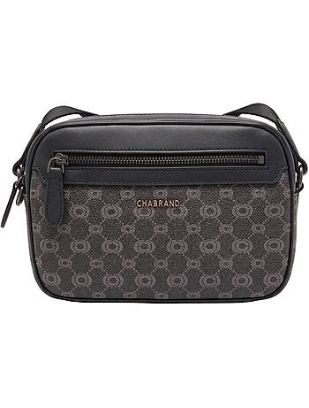 Sacoche Chabrand noir en toile enduite siglée garnie cuir