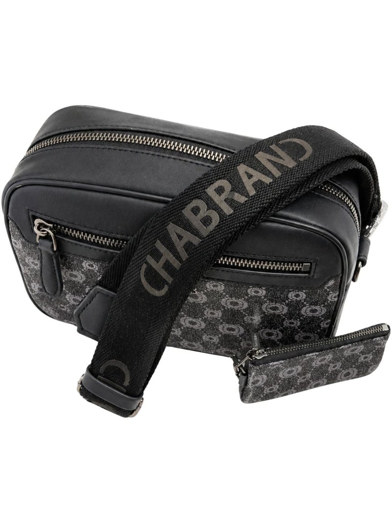 Sacoche Chabrand noir en toile enduite siglée garnie cuir Noir - Kiabi