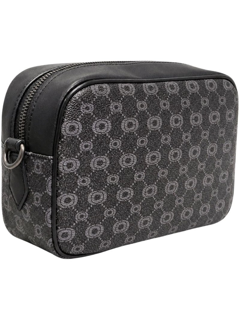 Sacoche Chabrand noir en toile enduite siglée garnie cuir Noir - Kiabi