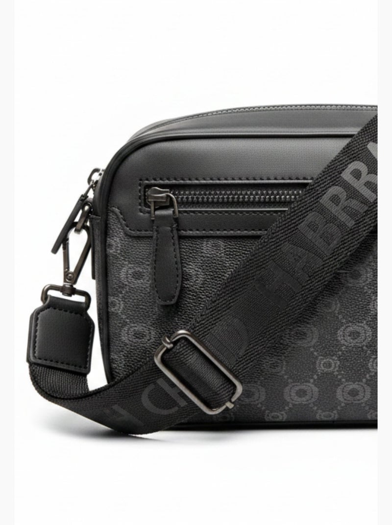 Sacoche Chabrand noir en toile enduite siglée garnie cuir Noir - Kiabi
