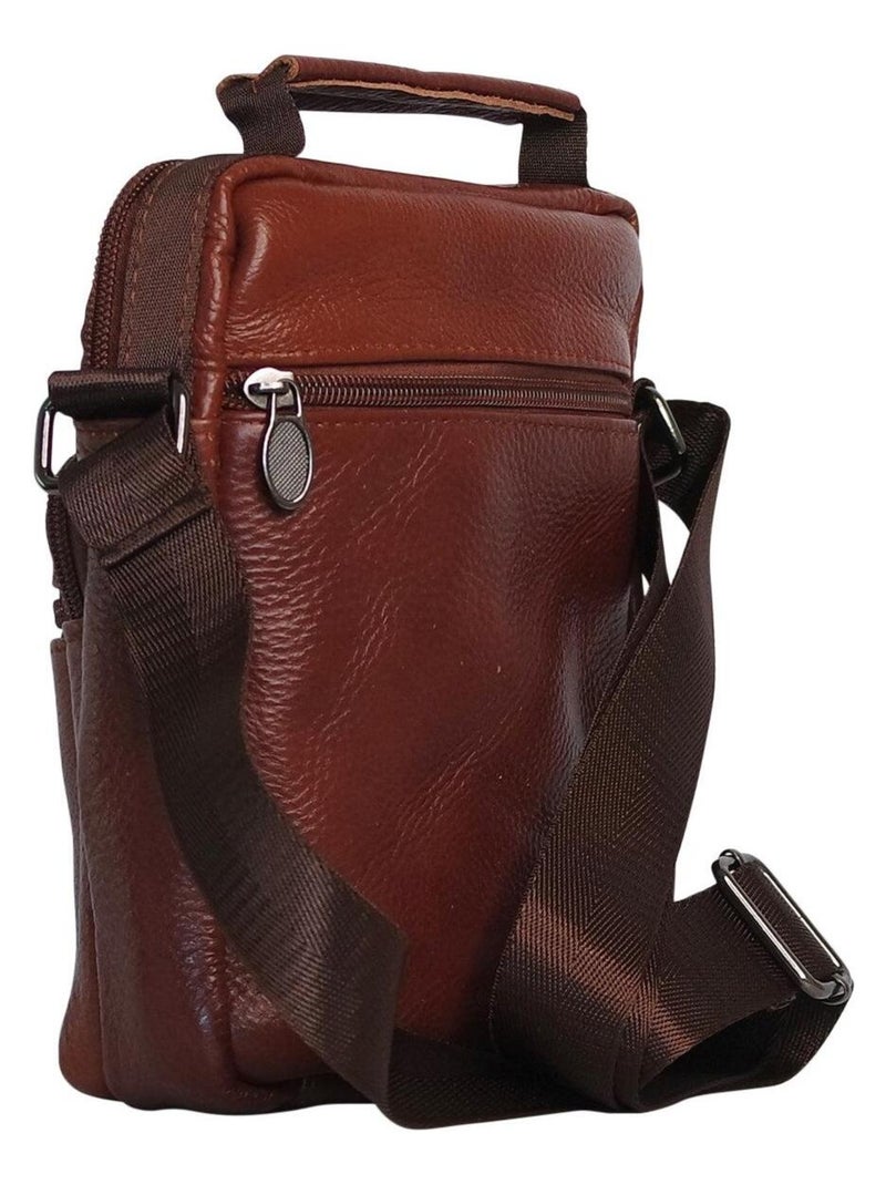 Sacoche cuir ANGIO Camel - Kiabi