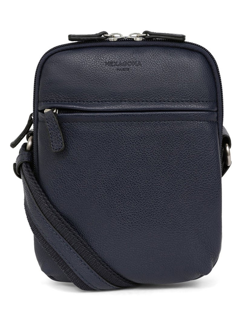 Sacoche  Cuir CONFORT Bleu marine - Kiabi