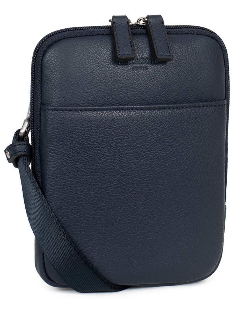 Sacoche  Cuir CONFORT Bleu marine - Kiabi