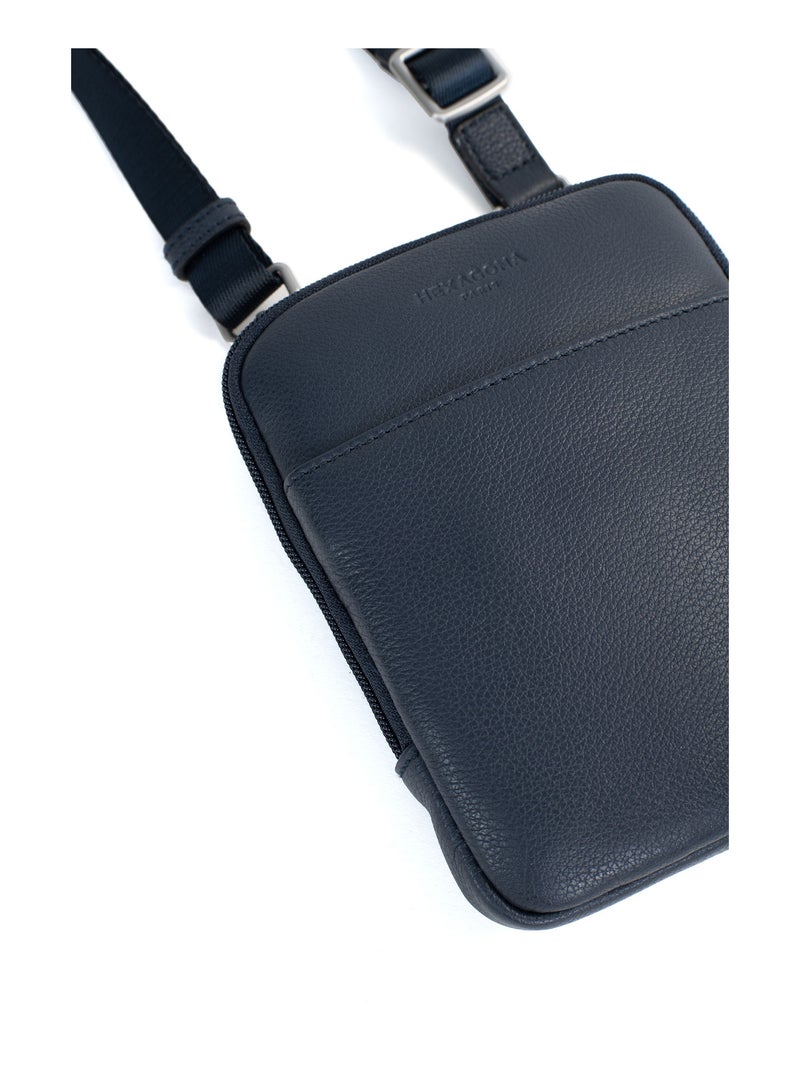 Sacoche  Cuir CONFORT Bleu marine - Kiabi