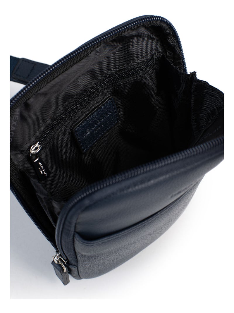 Sacoche  Cuir CONFORT Bleu marine - Kiabi