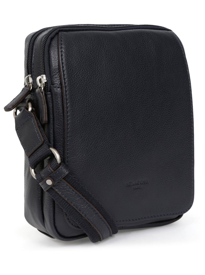 Sacoche  Cuir CONFORT Bleu marine - Kiabi