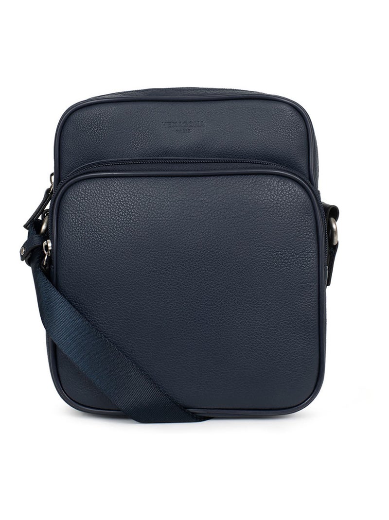 Sacoche  Cuir CONFORT Bleu marine - Kiabi