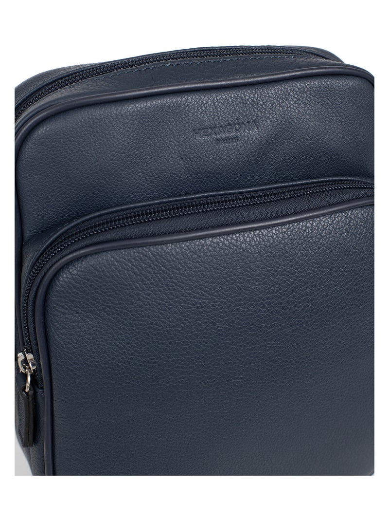 Sacoche  Cuir CONFORT Bleu marine - Kiabi