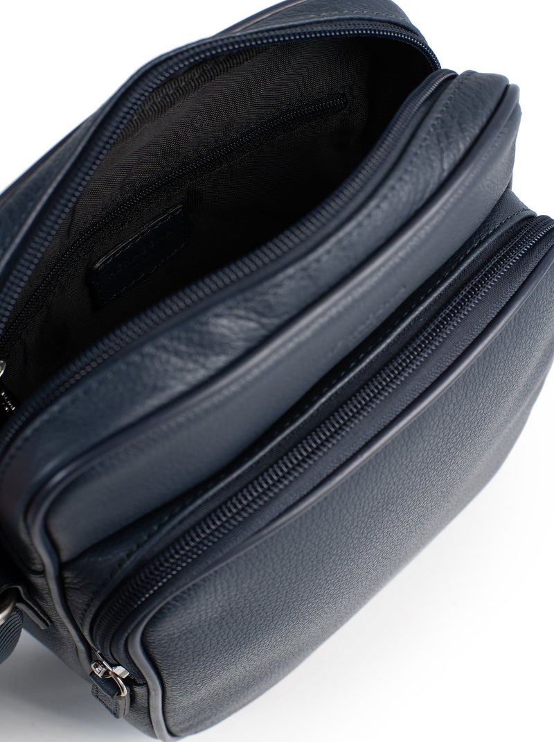 Sacoche  Cuir CONFORT Bleu marine - Kiabi